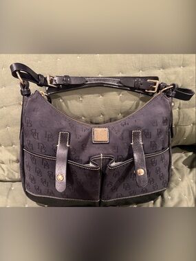 Dooney & Bourke Black Logo Hobo with Gold Hardware. Excellent condition!